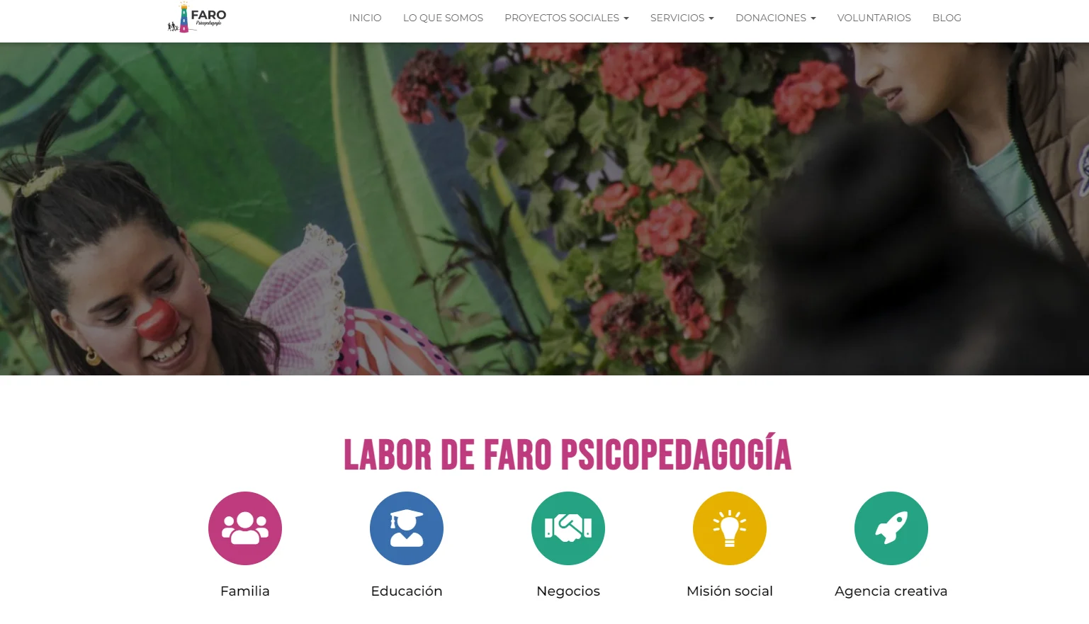 Captura de pantalla del proyecto Mantenimiento de FaroPsicopedagogía